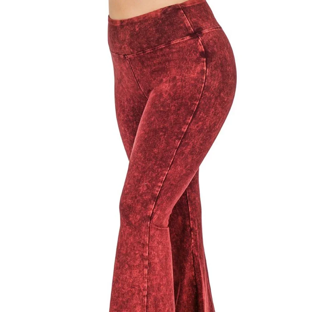 $10 A6 FLARE LEG MINERAL WASH LEGGING - CABERNET PLUS - Picture 1 of 1